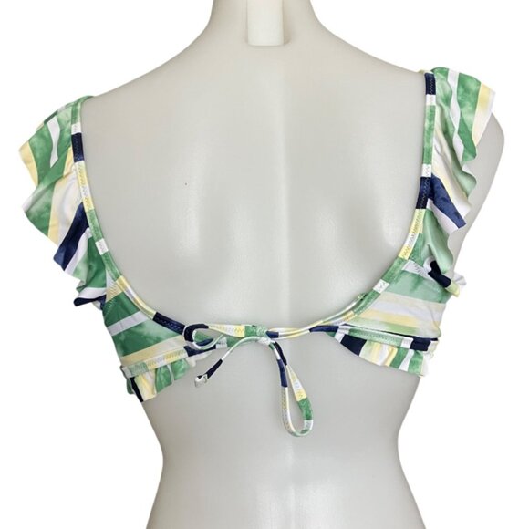 Aerie ruffle scoop bikini top size M printed striped MEDIUM NWT - Picture 3 of 8